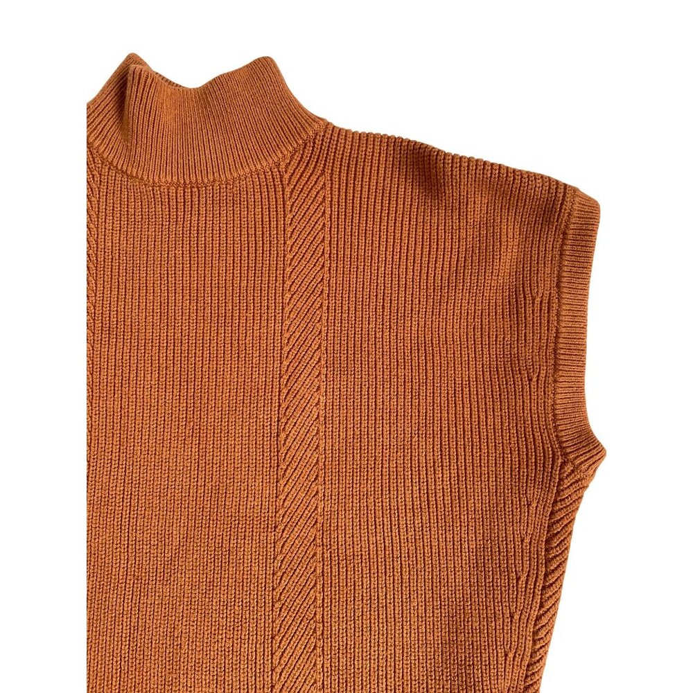 Anthropologie Women's Medium Mock Neck Sleeveless Ribbed Knit Sweater Mini Dress - Picture 5 of 9